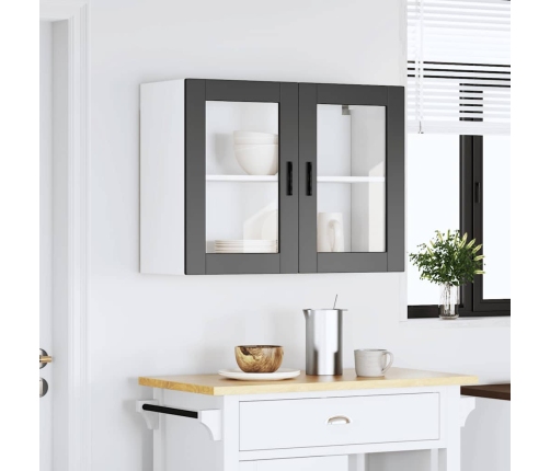 Armario de pared para cocina con puerta de cristal Porto negro