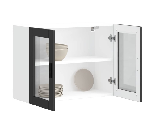 Armario de pared para cocina con puerta de cristal Porto negro