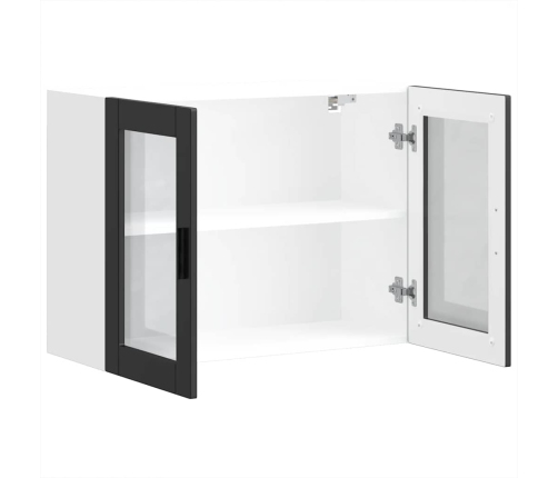 Armario de pared para cocina con puerta de cristal Porto negro