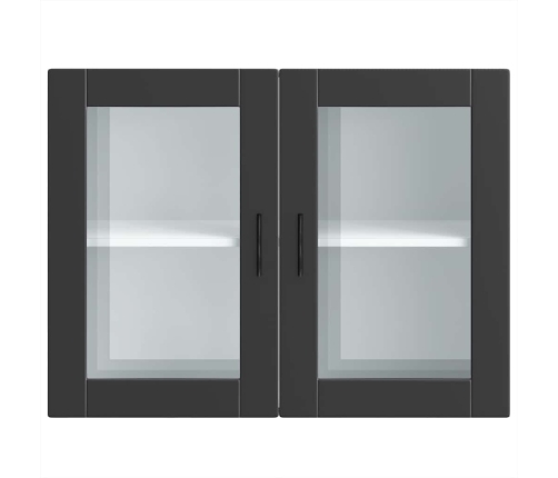 Armario de pared para cocina con puerta de cristal Porto negro