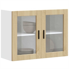 Armario de pared para cocina puerta cristal Porto roble sonoma