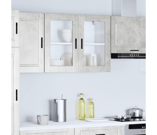 Armario de pared para cocina puerta cristal Porto gris hormigón