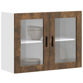 Armario de pared para cocina puerta cristal Porto roble ahumado