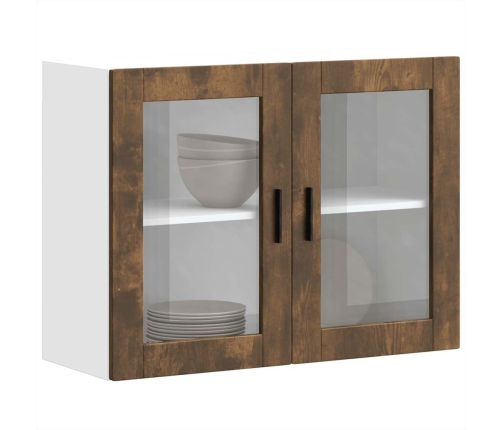 Armario de pared para cocina puerta cristal Porto roble ahumado