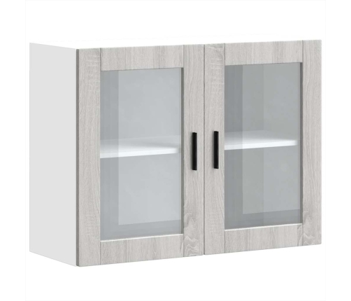 Armario de pared para cocina puerta cristal Porto gris sonoma