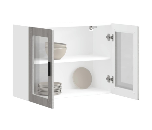 Armario de pared para cocina puerta cristal Porto gris sonoma