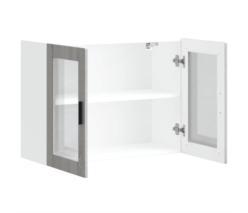 Armario de pared para cocina puerta cristal Porto gris sonoma