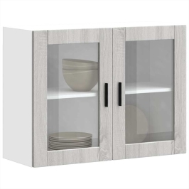 Armario de pared para cocina puerta cristal Porto gris sonoma