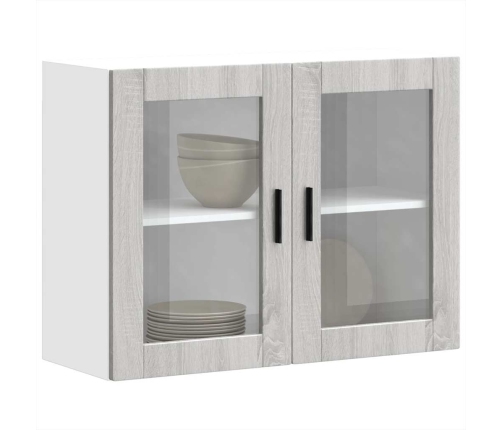 Armario de pared para cocina puerta cristal Porto gris sonoma