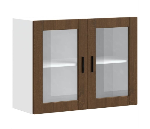 Armario de pared para cocina puerta cristal Porto roble marrón