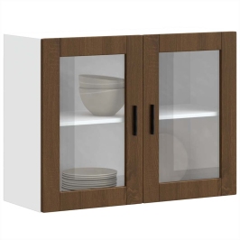 Armario de pared para cocina puerta cristal Porto roble marrón