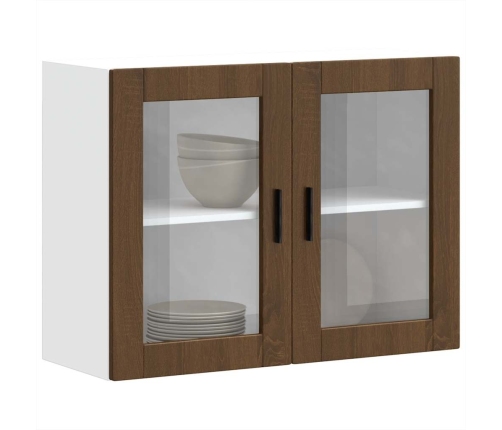 Armario de pared para cocina puerta cristal Porto roble marrón