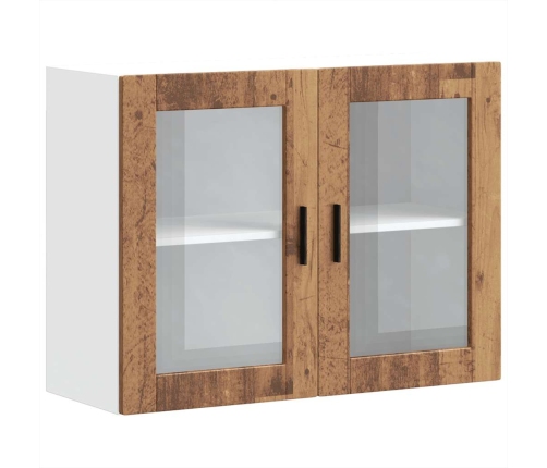 Armario de pared para cocina puerta cristal Porto madera vieja