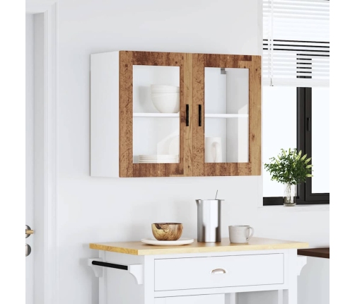 Armario de pared para cocina puerta cristal Porto madera vieja