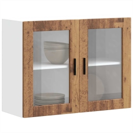 Armario de pared para cocina puerta cristal Porto madera vieja