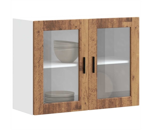 Armario de pared para cocina puerta cristal Porto madera vieja