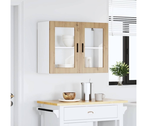 Armario pared para cocina puerta cristal Porto roble artesanal