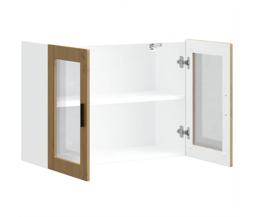 Armario pared para cocina puerta cristal Porto roble artesanal