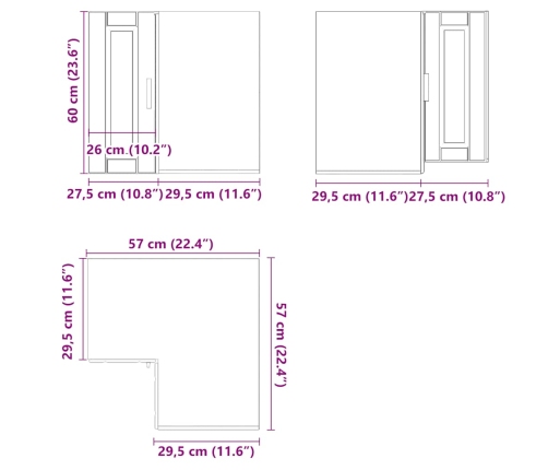 Mueble de cocina esquina pared Porto madera de ingeniería negra