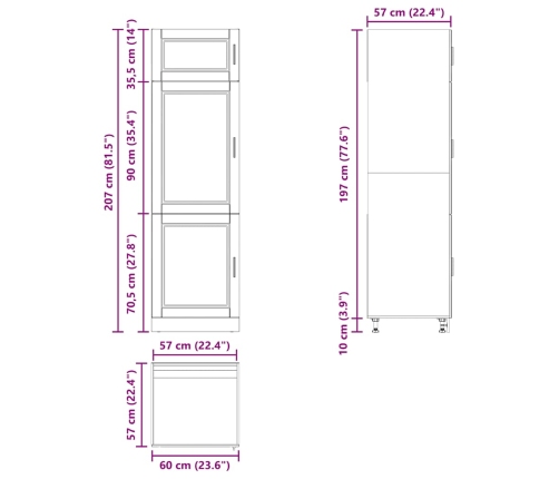 Mueble de cocina Porto de madera contrachapada roble ahumado