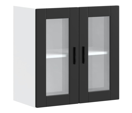 Armario de pared para cocina con puerta de cristal Porto negro