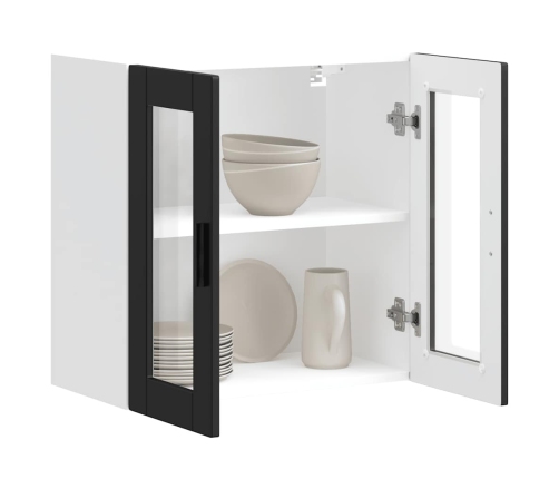 Armario de pared para cocina con puerta de cristal Porto negro