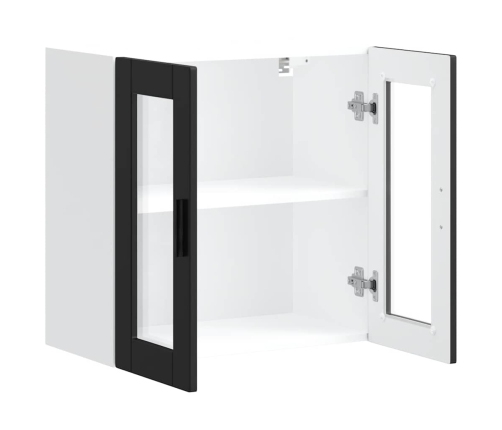 Armario de pared para cocina con puerta de cristal Porto negro
