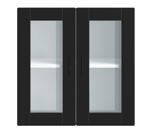 Armario de pared para cocina con puerta de cristal Porto negro