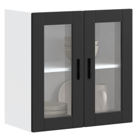 Armario de pared para cocina con puerta de cristal Porto negro