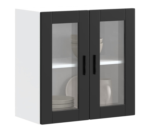 Armario de pared para cocina con puerta de cristal Porto negro
