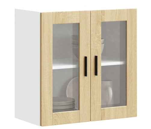 Armario de pared para cocina puerta cristal Porto roble sonoma