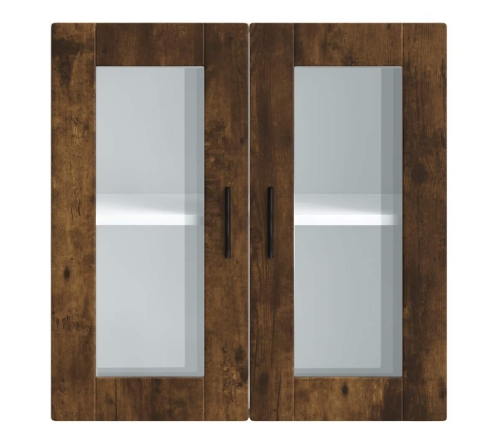 Armario de pared para cocina puerta cristal Porto roble ahumado