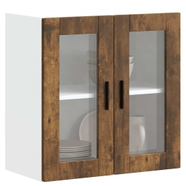 Armario de pared para cocina puerta cristal Porto roble ahumado