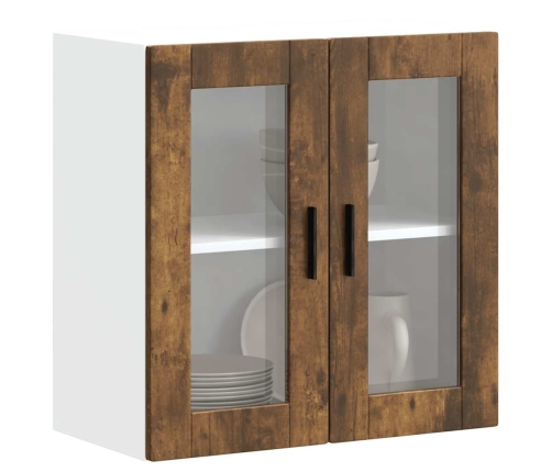 Armario de pared para cocina puerta cristal Porto roble ahumado