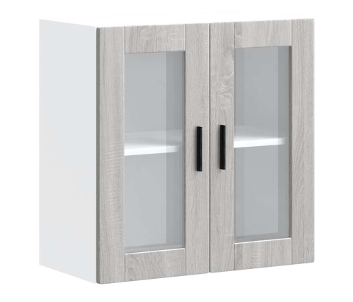 Armario de pared para cocina puerta cristal Porto gris sonoma