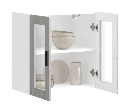 Armario de pared para cocina puerta cristal Porto gris sonoma