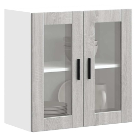 Armario de pared para cocina puerta cristal Porto gris sonoma