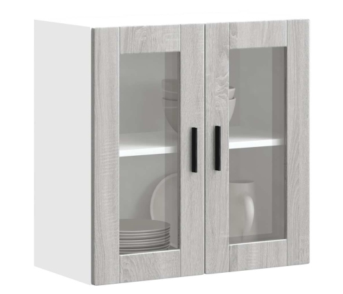 Armario de pared para cocina puerta cristal Porto gris sonoma