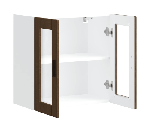 Armario de pared para cocina puerta cristal Porto roble marrón