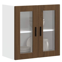 Armario de pared para cocina puerta cristal Porto roble marrón