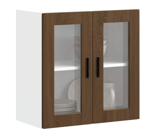 Armario de pared para cocina puerta cristal Porto roble marrón