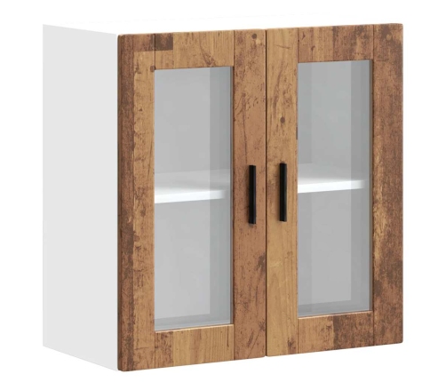 Armario de pared para cocina puerta cristal Porto madera vieja