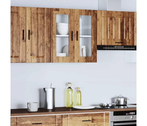 Armario de pared para cocina puerta cristal Porto madera vieja