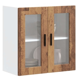 Armario de pared para cocina puerta cristal Porto madera vieja