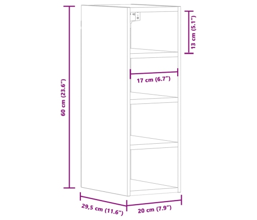 Armario colgante cocina contrachapada blanco 20x29,5x60 cm