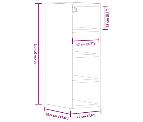 Armario colgante madera ingeniería roble ahumado 20x29,5x60 cm