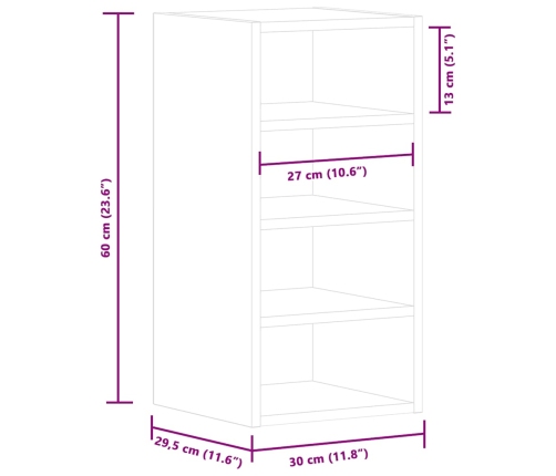 Armario colgante madera de ingeniería envejecida 20x29,5x60 cm