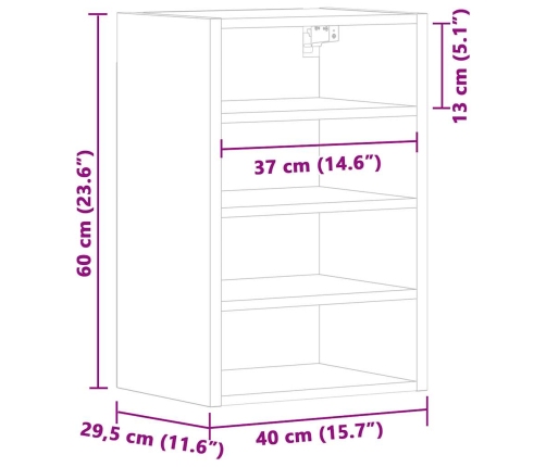 Armario colgante cocina contrachapada blanco 40x29,5x60 cm