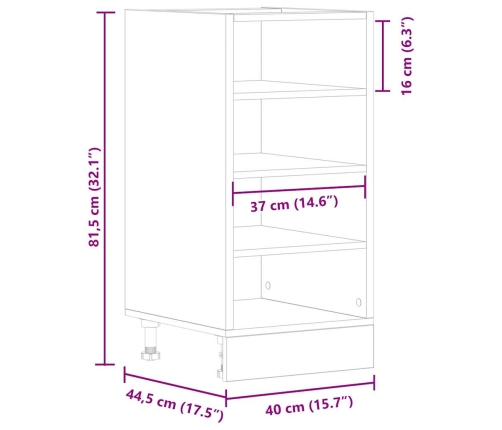 Armario inferior de cocina madera contrachapada 40x44,5x81,5 cm