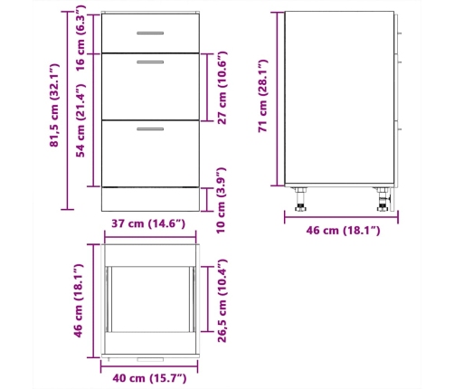 Armario bajo de roble Sonoma 40x46x81,5 cm madera de ingeniería